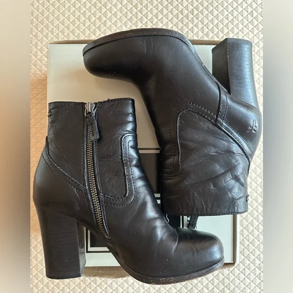 Frye Parker Short Boot Black leather bootie Sz 6 - Picture 2 of 13
